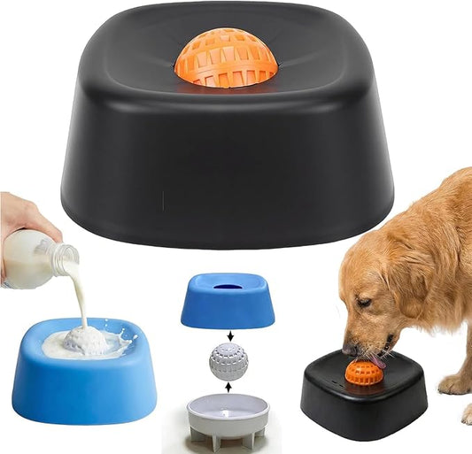 Slow Feeder Dog Bowls for Liquid Treat, Interactive Lick Bowl Anti-Slip Slow Feeder for Wet Food, Anti-Slip Bone Broth Dog Lick Bowl, Bone Broth & Yogurt, for Dogs and Cats