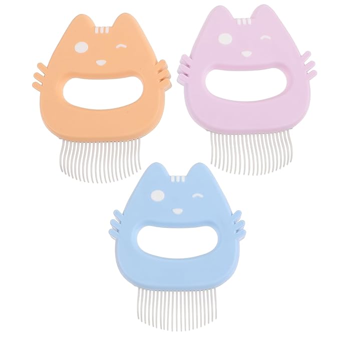Happyyami 3pcs Pet Comb Set with Silicone Handle, Cat and Dog Hair Remover Massage Brushes for Shedding Control, Portable Grooming Tools for Household Pets