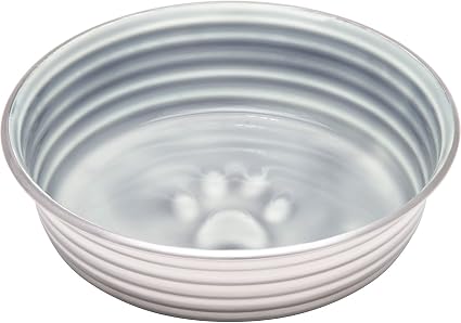 Loving Pets - Le BOL Dog Food Water Bowl Enamel Ceramic Bowl No Tip Stainless Steel Pet Bowl No Skid Spill Proof (Extra Small, Parisian Gray)