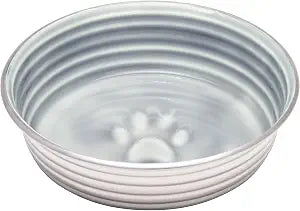 Loving Pets - Le BOL Dog Food Water Bowl Enamel Ceramic Bowl No Tip Stainless Steel Pet Bowl No Skid Spill Proof (Extra Small, Parisian Gray)