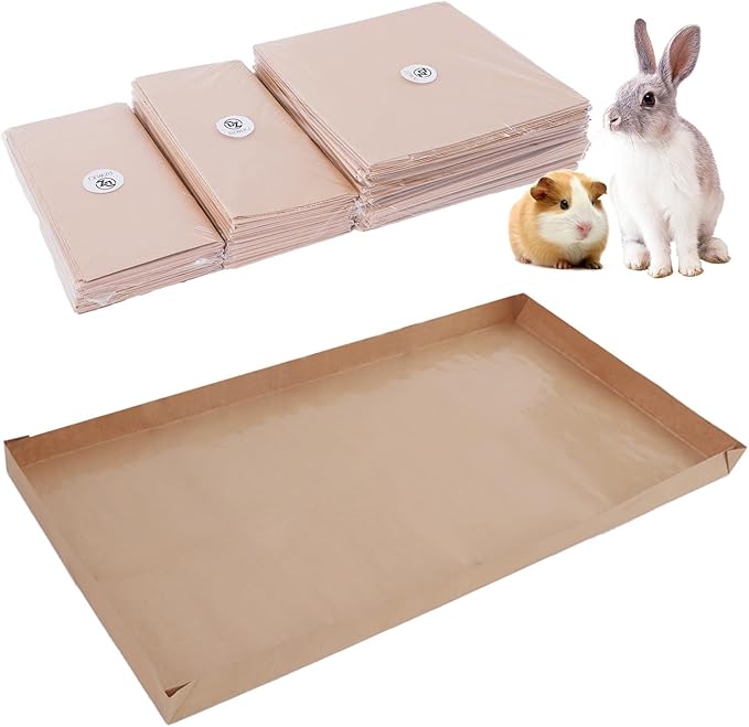 Disposable Guinea Pig Cage Liners, 36"x 24" Large Liner Bag for Guinea Pig Cage Bottom, Water-Resistant Kraft Paper (25 Pack)