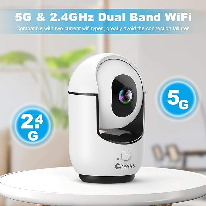 2K Indoor Camera, 5/2.4 GHz WiFi Pan/Tilt Security Camera with AI Motion Detection, One-Click Call for Baby Monitor, Wired Pet Camera with 2-Way Audio, 24/7, Siren Alarm, TF/Cloud Storage