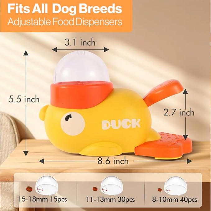 Dog Feeder Puzzle Toy Duck, 2-in-1 Durable Duck Treat Dispenser for Dogs Toy Interactive, Food Puzzle Slow Press and Get Pet Feeder for Dog & Cat (Yellow*3)
