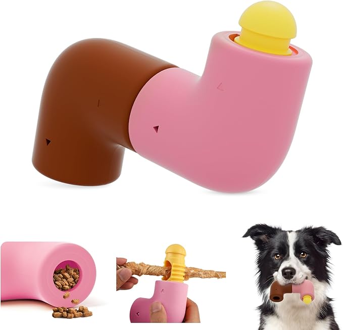 HETOO Dog Puzzle for Large Dogs Enrichment Toys : Aggressive Chewers Smart Dog Toy Interactive Mentally Stimulating Treat Toy to Keep Them Busy- Food Dispenser Toys for Medium Dogs- Pink+ Brown