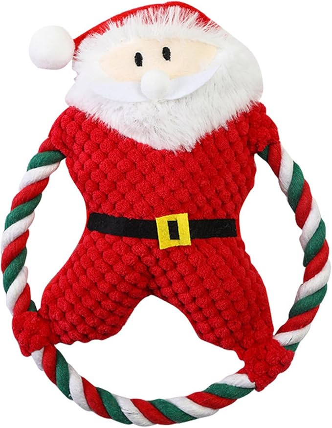 Squeaky Plush Dog Toys for Anxiety Relief & Teeth Maintenance | Cute Cartoon Interactive Stuffed Toy for Dogs/Cats | Trusted Chew - Strong Material, Portable Pet Plaything (Red)