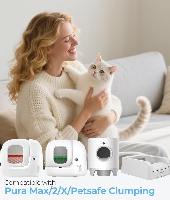 40 Count Automatic Cat Litter Bags Compatible with PURA MAX 2/MAX/X & ScoopFree Clumping, Tear-free & Leak-Proof Self-cleaning Cat Litter Box Waste Bags with Durable Drawstring 22.8" x 11.8"
