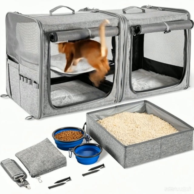 Extra Large Cat Carrier for 2 Cats with Travel Litter Box, 2-in-1 - Image 8