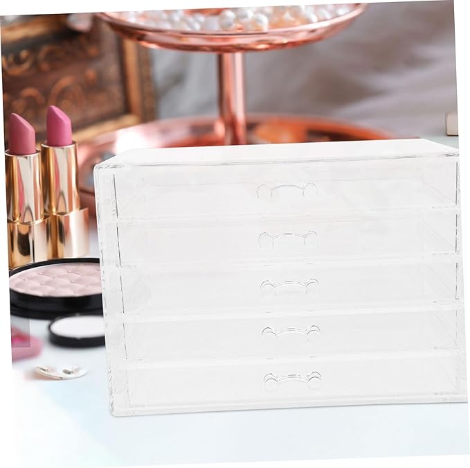 Cabilock Five Drawer Storage Box for Makeup Jewelry Organizer Acrylic Countertop Minimalist