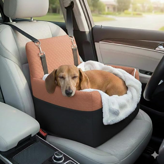 ALL GOOD PET SUPPLIES Dog Car Seat for Small/Medium Dogs, Dog Booster car seat, Memory Foam Elevated Cushion, Fully Detachable and Washable,2 Clip-On Safety Leashes, Anti-Slip