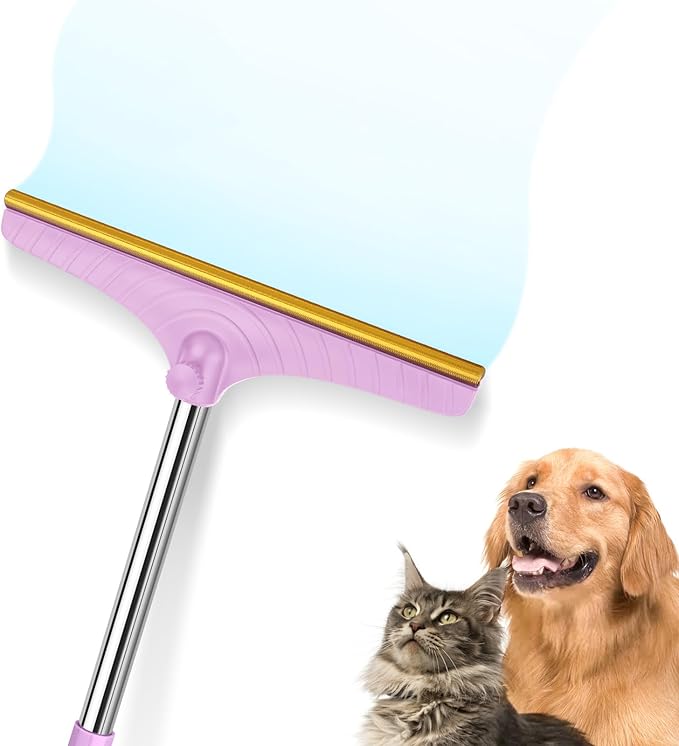 B-Land Carpet Rake for Pet Hair Removal, Reusable Pet Hair Removal Tool Cat Dog Hair Remover with 60” Long Adjustable Handle, Carpet Brush Carpet Scraper Pet Hair Remover Broom (Purple)