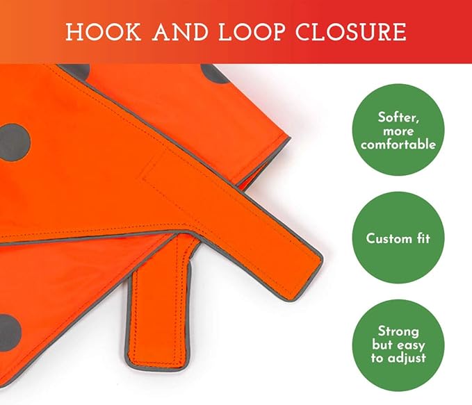 SPOT THE DOG! Reflective Dog Bandanas - High Visibility Safety Dog Accessories for Small, Large Dogs, Orange Collar, Scarf, Kerchief, Bib for Hunting, Camping, Walking at Night (Blaze Orange, M-L)