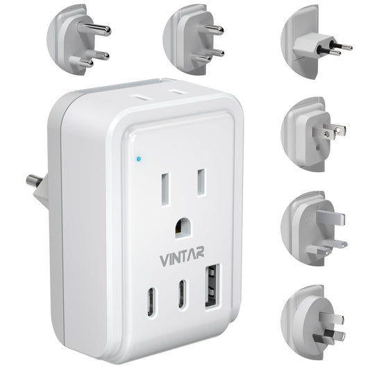 VINTAR Universal Travel Adapter Kit, Type A,C,G,D,I, - Image 1