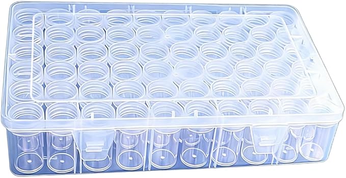 60pcs Diamond Art Painting Storage Containers with Clear Lids & Stickers, Complete Color Kit Round Beads Organizer Box for DIY Crafts Jewelry, Portable Stackable Art Supply Case