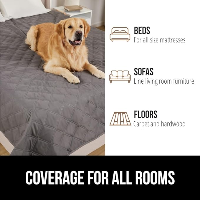 GORILLA GRIP Waterproof Dog Blanket, 82x102 Couch Cover for Dogs Washable, Protects Sofa, Furniture, Crate, Car, RV Essentials Pet Supplies, Tear and Slip Resistant Leakproof Cushion Cover, Charcoal