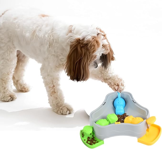 Slow Feed Toy - Mental Stimulation Puzzle, Dog Treat with Challenge System, Training Dispenser with Non-Slip Base, Puppy Supplies Indoor Use, Activity Feeder for Office Living
