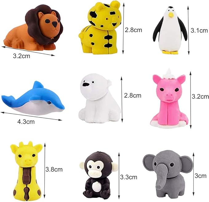 46Pcs Animal Erasers Desk Pets for Kids Animal Pencil Erasers Bulk Puzzle Eraser Toys Gifts for Classroom Prizes,Game Reward,Treasure Box,Easter Egg Fillers,Goodie Bag Stuffers,Party Favors