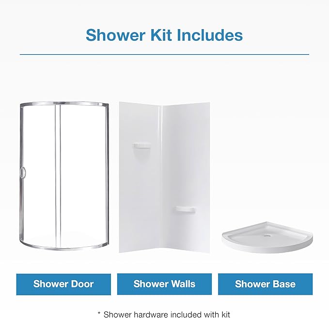 OVE Decors Breeze 36 in. Corner Shower Clear Sliding Door with Walls and Base in Chrome Finish