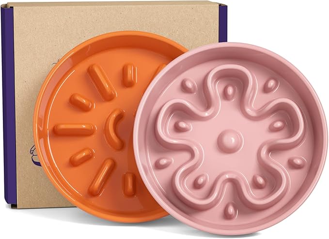 LE TAUCI Dog Slow Feeder Ceramic, 1.5 Cups Slow Eater Bowl for Dogs, Puppy Slow Feeder Bowl for Fast Eaters, Dog Dishes to Slow Down Eating, Puzzle Dog Food Bowl