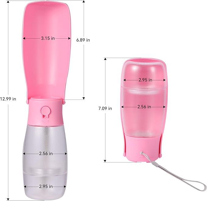 2-in-1 Foldable Pet Travel Water Bottle, Feeding Vessels for Pets, 11.8oz Water & 7oz Food Container for Dogs and Cats, Portable Leak-Proof Dispenser for Hiking, Walking & Camping Blue