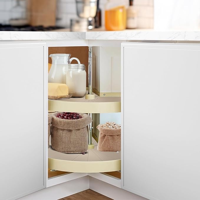 Lazy Susan Turntable Organizer - 28 Inch Rotating Tray for Kitchen Cabinet, Dining Table, Countertop (BEIGE32)