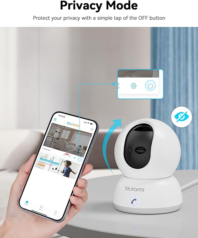 blurams 4K Indoor Cameras for Home Security, 360° PTZ Pet Camera with Phone App, One-Touch Call, Free Human/Pet/Motion/Sound/Cry Detection, Dual-Band WiFi 6, Work with Alexa