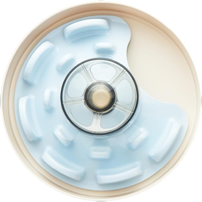 PetDreamHouse Spin Interactive Slow Feeder Bowl for Dogs - UFO Blue - Skill Level: Tricky - Fun and Healthy Feeding with Movable, Adjustable Center Puzzle Piece for All Dogs and Food Types