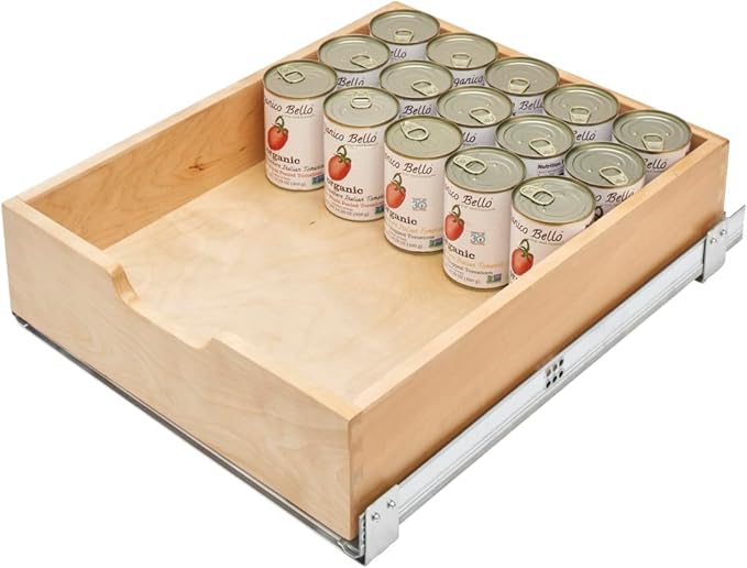 Rev-A-Shelf Standard Pullout Kitchen Cabinet Organizer and Drawer Box with Soft-Close for 21" Base and 17.75" W Cabinet Opening, Wood, 4WDB-18SC-1