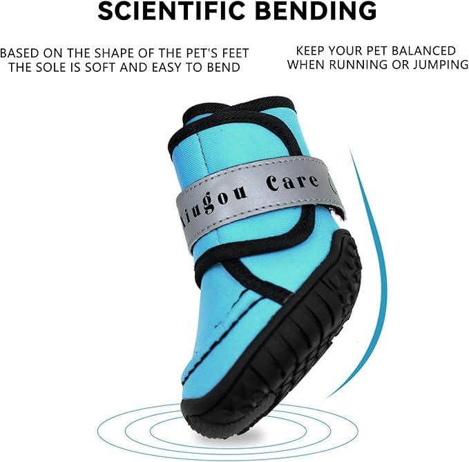 Dog Shoes for Small, Medium and Large Dogs - Waterproof for Rainy Days, Fit for Winter Snow and Hot Summer Roads, with Anti-Slip Soles for Indoor Hard Floors (Blue, Size 3)