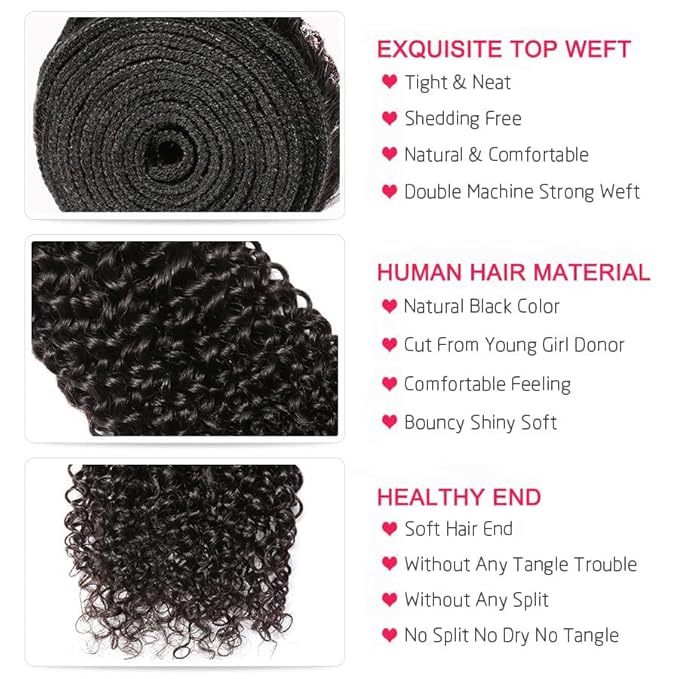 Selina Kinky Curly Brazilian Curly Hair Bundles Unprocessed Remy Hair Extensions Brazilian Virgin Human Hair 100 Gram/Bundle Natural Color (24Inch, Curly)