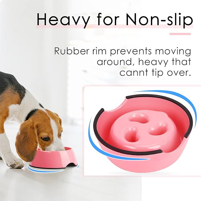 Super Design Slow Feeder Dog Bowl, 1.5 Cup, Nonslip, Heat-Resistant, Suitable for Medium to Large Dogs