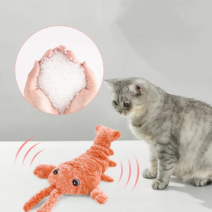 Interactive Dog Toy, 2025 Upgrade Plush Lobster Puppy Toys for Small Dogs Calming, Floppy Funny Jumping Moving Sturdy Pet Toys for Chewing Teething (Orange)
