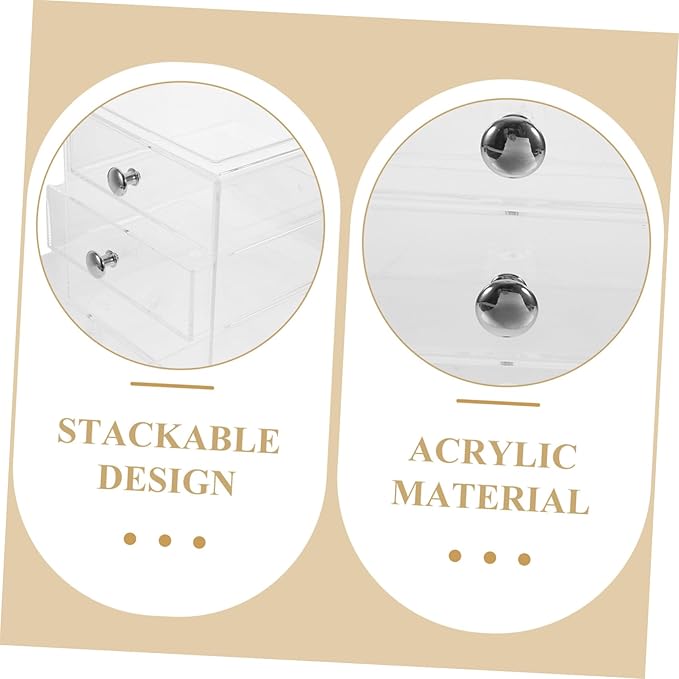 Vaguelly Clear Drawer Organizer for Makeup Jewelry Stackable Storage Box Handles for Desktop and Home Use