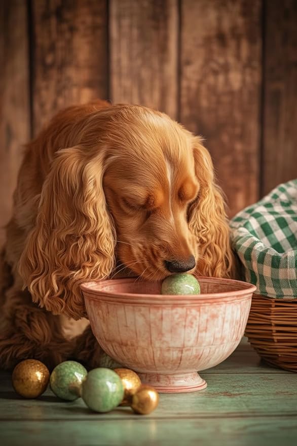 LTCZ Cocker Spaniel Sniffing Easter Eggs Diamond Art Painting Kits for Adults, Animal 5d Diamond Painting Dots Art Kits for Adults Beginner, Home Wall Decor 20 * 24Inch