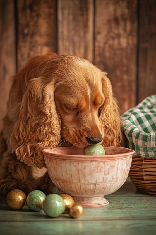LTCZ Cocker Spaniel Sniffing Easter Eggs Diamond Art Painting Kits for Adults,Animal 5d Diamond Painting Dots Art Kits for Adults Beginner, Home Wall Decor 16 * 20Inch