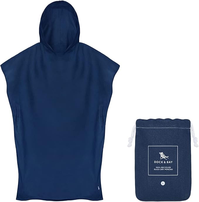 Dock & Bay Adult Poncho - Hooded Towel with Deep Pockets, Changing Robe - Quick Dry - Compact, Lightweight - Includes Bag
