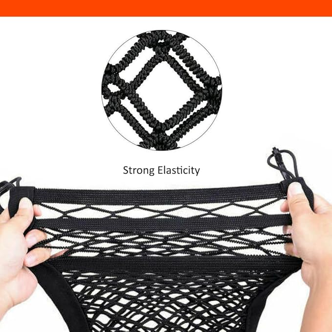Luckybay Dog Car Barrier, 3-Layer Mesh Net Installed Between Front Seats to Keep Pets in The Back Seat, Universal Fit for Cars & SUVs, Easy to Install, Extra Storage Net Pocket
