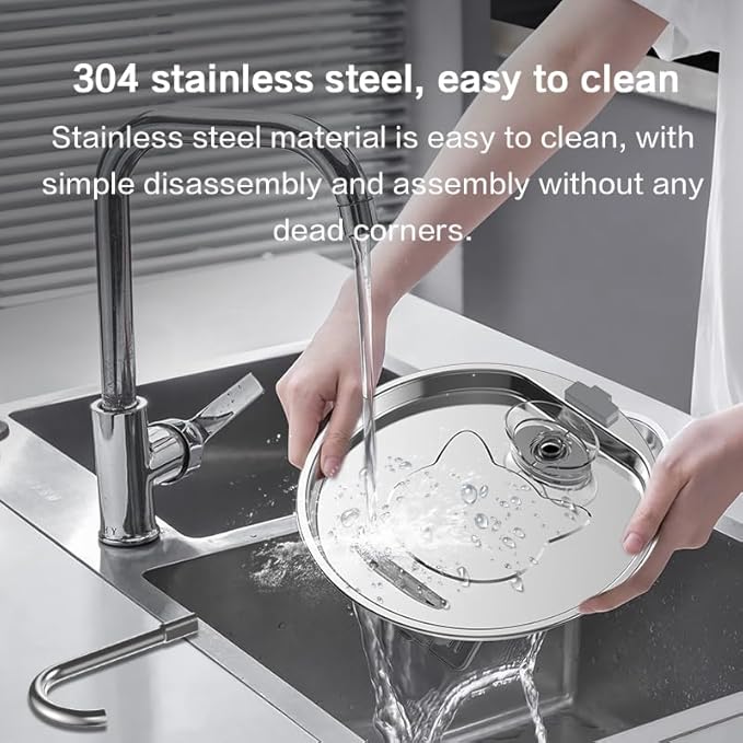Cat Water Fountain Stainless Steel, 108oz/3.2L Automatic Pet Fountain with Multi-Filtration System, Ultra-Quiet Pump (<25dB), Water Level Window & Easy Clean