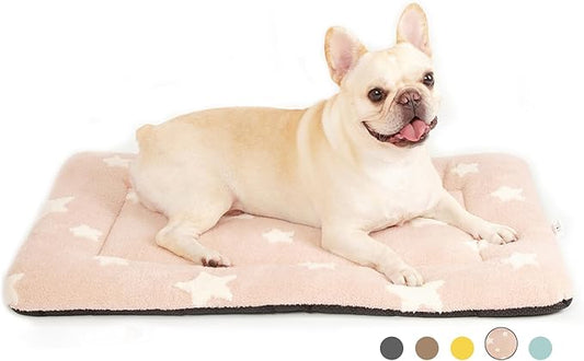 Mora Pets Dog Crate Pad Kennel Dog Bed Mat for Medium Dogs Washable Cute Star Pet Bed for Cage Ultra Soft Flat Puppy Cat Kitten Cushion for Sleeping Anti-Slip Pink 30 x 19
