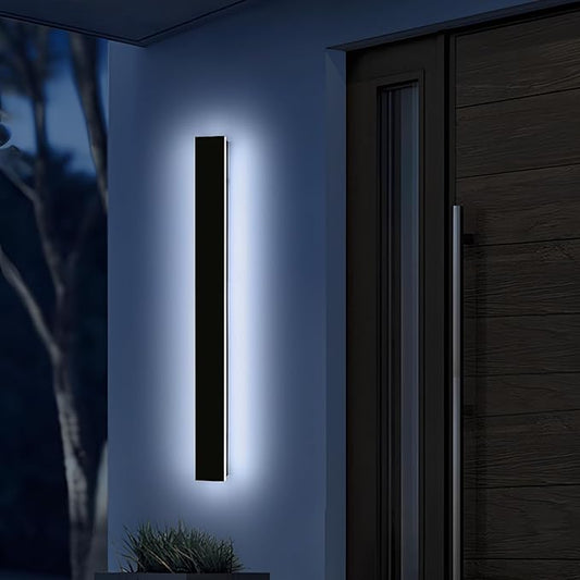 Mikeru 47.2" Outdoor Wall Sconce 6000K Cool White - IP65 Waterproof Black Exterior Light, Hardwired Wall Mounted Fixture for Porch, Patio & Entryway | Non-Dimmable Weatherproof Design