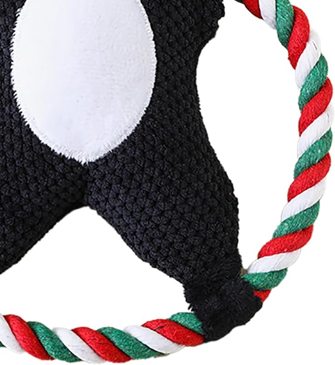 Squeaky Plush Dog Toys for Anxiety Relief & Teeth Maintenance | Cute Cartoon Interactive Stuffed Toy for Dogs/Cats | Trusted Chew - Strong Material, Portable Pet Plaything (Black)