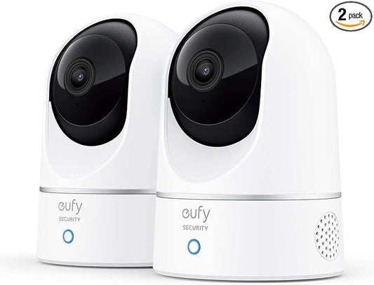 eufy Security Indoor Cam E220 2-Cam Kit, 2K Security Indoor Camera Pan & Tilt, Plug-in Camera with Wi-Fi, Human & Pet AI, Voice Assistant Compatibility, Motion Tracking, Homebase 3 Compatible