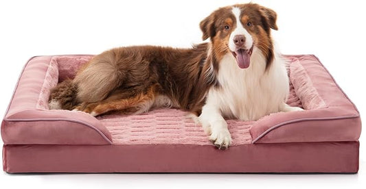 FURTIME Orthopedic Dog Beds for Large Dogs, Washable Dog Couch with Ultra Comfy Supportive Foam, High-Density Egg Crate Foam with Removable Cover, Pet Sofa Bed Waterproof, Nonskid Bottom