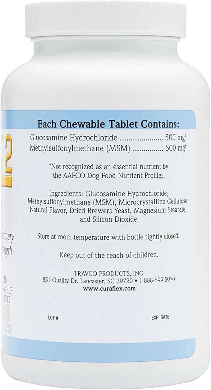 Nutramax Laboratories Curaflex 2 Joint Health Supplement for Dogs, 120 Chewable Tablets