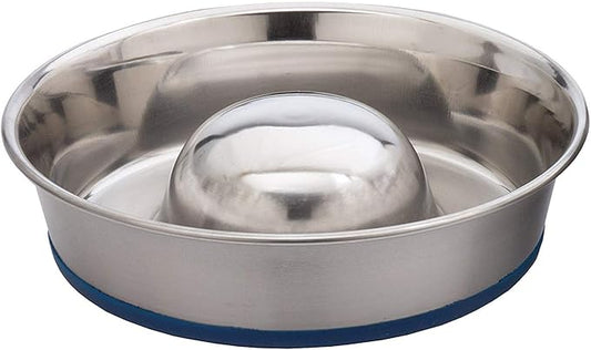 OurPet's DuraPet Slow Feed Premium Stainless Steel Dog Bowl, Silver (2040010301)