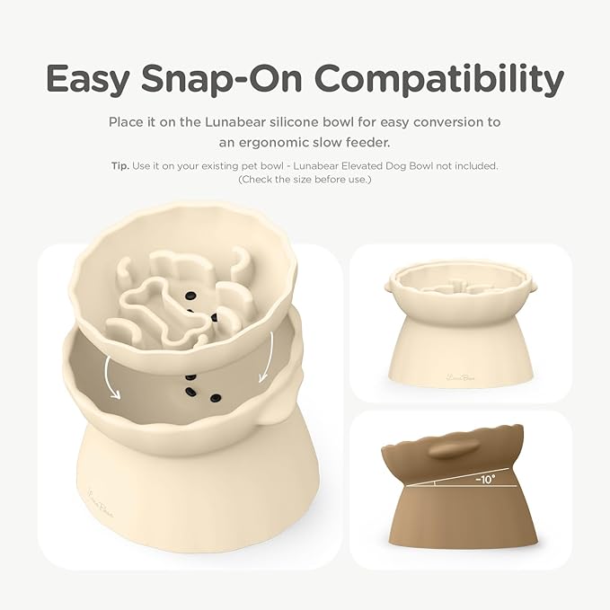 Slow Feeder Dog Bowls Made of Premium Food-Grade Silicone, Anti-Choking & Slow Eating for Improved Digestion, Non-Slip, Soft & Durable (Brown, Doggy)