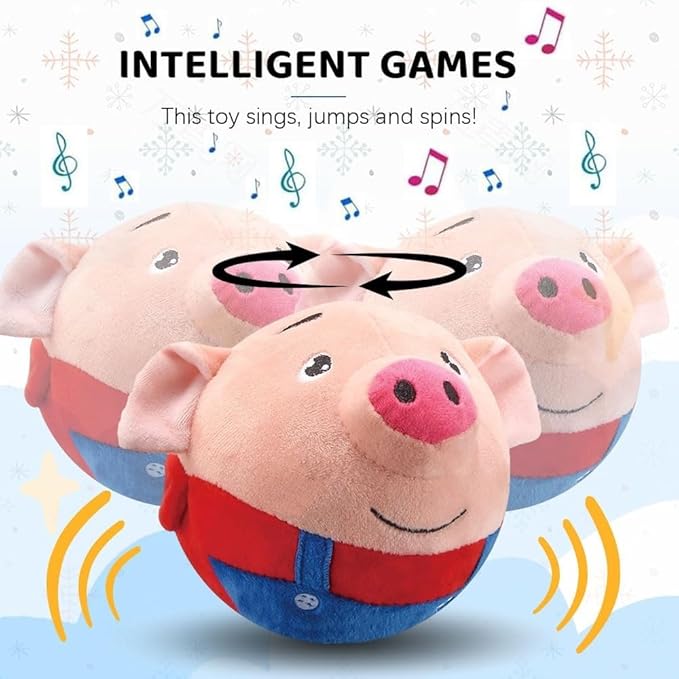 Interactive Dog Toys,Active Moving Pet Plush Toy,2026 New shaking dog ball pig dog toy Interactive Dog Ball with song Squeaky Moving Dog Ball Toy,Rechargeable Toys to Keep Them Busy Dog Toys(Blue Pig)