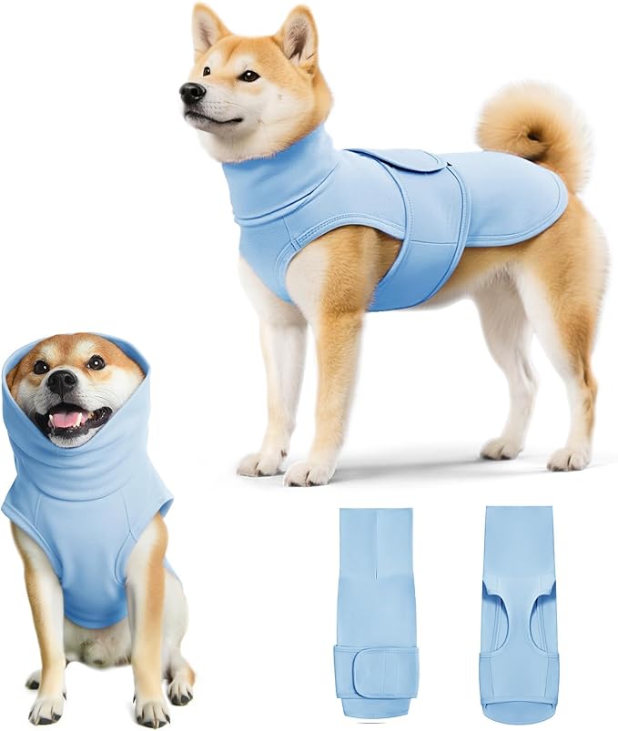 Dog Anxiety Calming Vest Adjustable Turtleneck Thunder Shirt Jacket for Fireworks, Separation, Vet Visits, Pet Hoodie for Large Medium Dogs