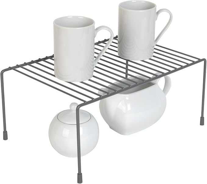 Smart Design Classic Storage Shelf – Medium (8.5 x 13.25 in.), Charcoal Gray – Steel Pantry Organizer with Rust-Resistant Finish and Non-Slip Feet for Easy Home Organization and Storage