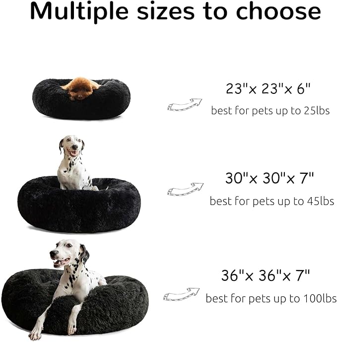 HACHIKITTY Calming Donut Cuddler Dog Bed, Indoor Puppy Beds for Large Dogs, XLarge 36''