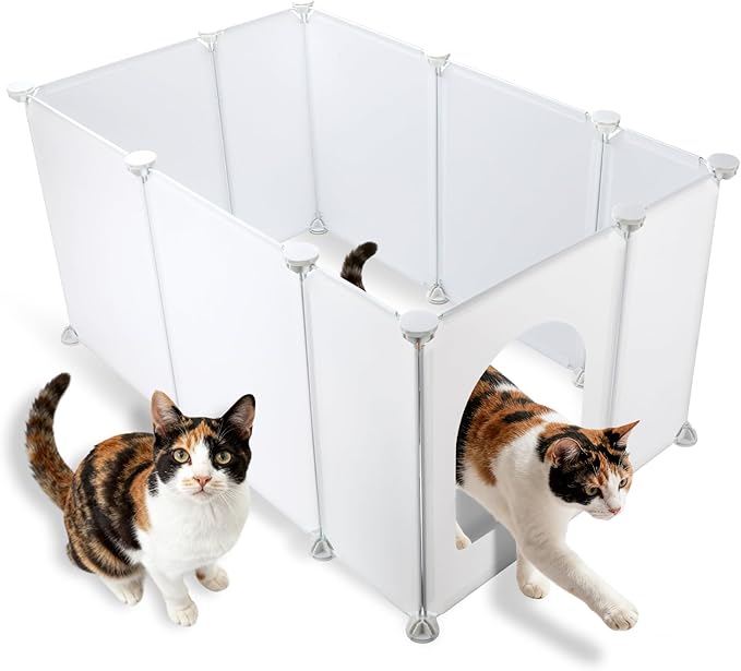 FHTONGE Extra Large Cat Litter Box Enclosure Splash Guard for Any Type, Universal Kitten Litter Pan Pee Shields Wall Protector, Spill Proof Cat Litters Box Privacy Screen for Open Top